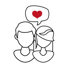 couple with speech bubbles and hearts