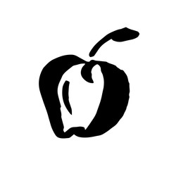 Apple vector sketch icon isolated on background. Hand drawn ink brush illustration. Icon for infographic, website or app