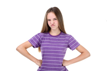 Fototapeta premium Emotional young girl isolated on white background