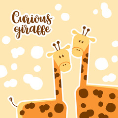 Illustration of two a cartoon girafes