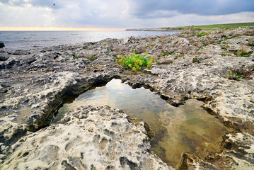 Fototapeta na wymiar Colorful stones on the beach of the black sea, Tarhankut, Crimea . Russia.