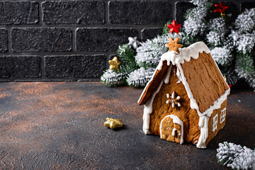 Christmas homemade sweet Gingerbread house