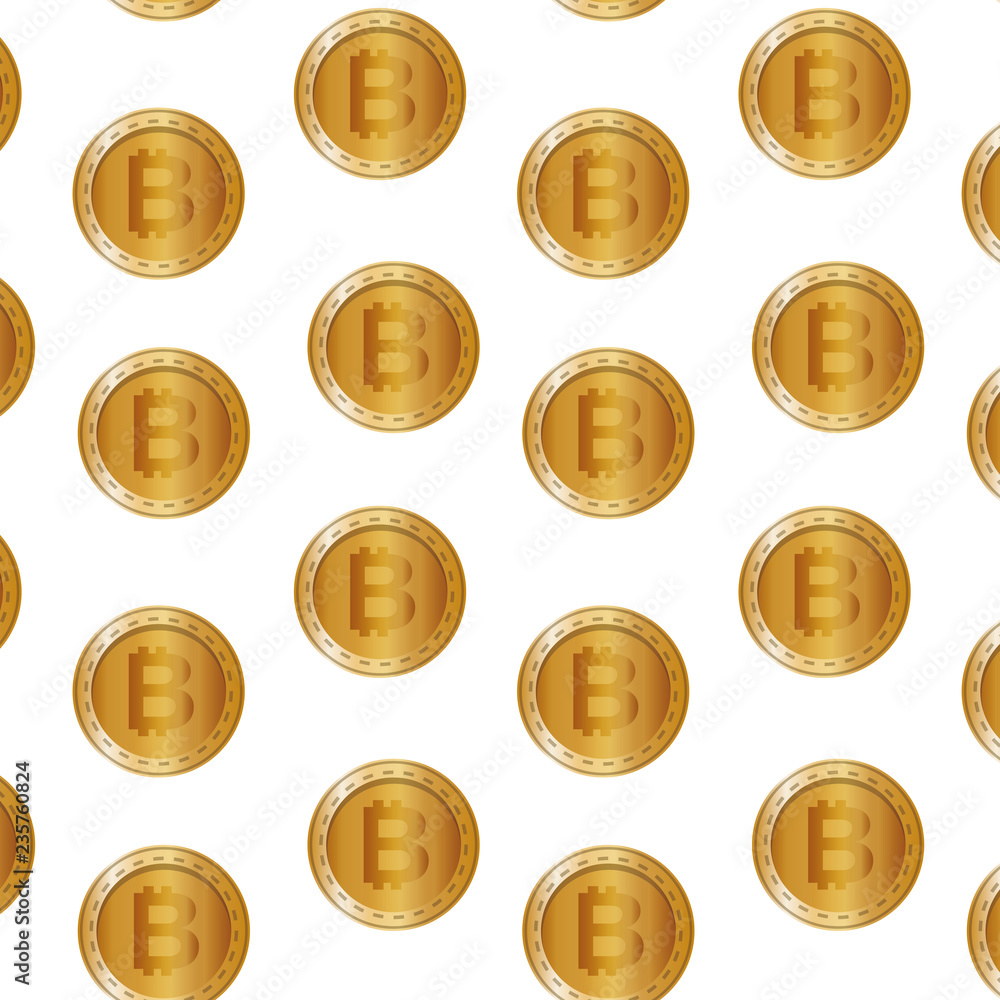 Poster set bitcoins pattern background