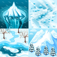 Winter Landscaping Isometric Design Concept