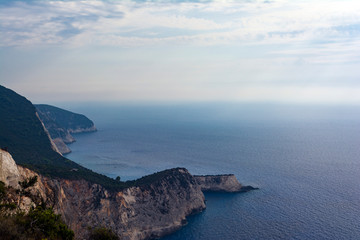 Beautiful top view coastline at Lefkada island in Greece