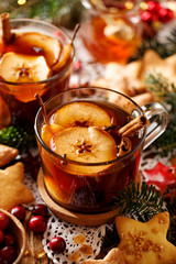 Compote of dried fruits and aromatic spices, a traditional drink during Christmas dinner.  Traditional Polish Christmas