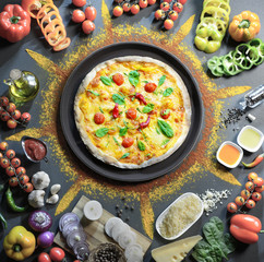 Pizza with flour around