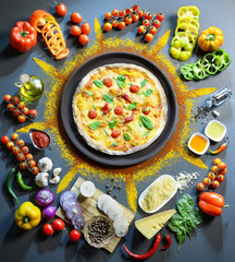 Pizza with flour around
