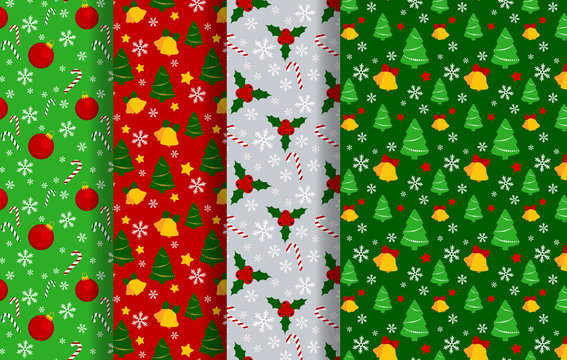 Christmas seamless patterns set