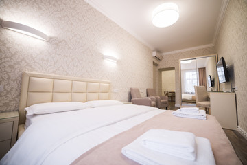 Naklejka na ściany i meble Beautiful, clean apartments for rent. Sleeping and rest area