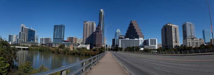 Austin, Texas panorama seen from South Congress Avenue.