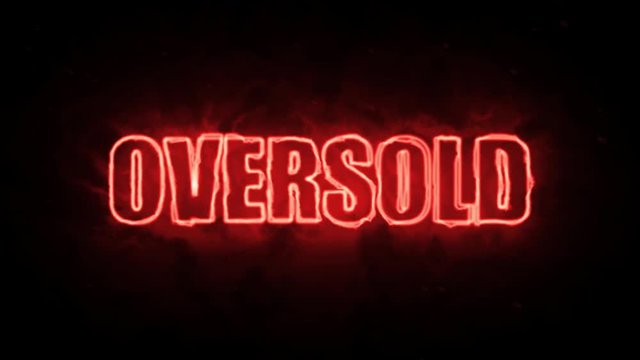 Oversold fiery text on black background animation	