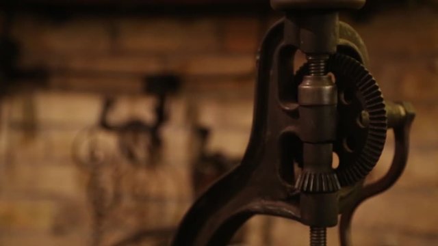 Set ancient tools for metal forging. Tongs, hammers and other metal working tools.