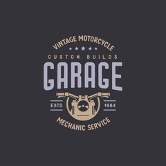 Motorcycles garage t-shirt design. Vector vintage illustration.