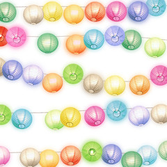 Decorative colorful  paper lanterns guirlands