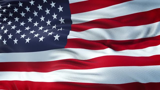 Flag of USA waving. Seamless loop with highly detailed fabric texture. Loop ready in 4k resolution.