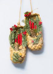 Russian Christmas decoration with bast shoes