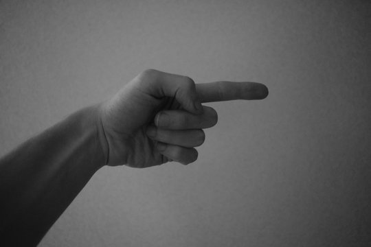 Men's hand. Black and white photos with Hand gestures.