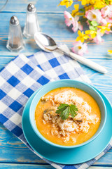 Tomato soup with rice.