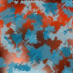 Abstract modern grunge pixelated blue and red background