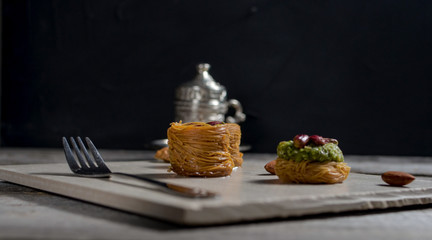 Turkish delights - baklava traditional sweets with turkish coffee