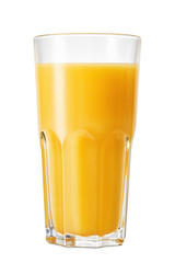 glass of orange juice isolated on white background