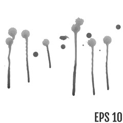 Set of grey splash on white background. Grunge ink blots and drops. High quality manually traced vector illustration