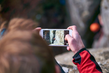 Kletterer durch Iphone eingefangen