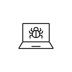 computer bug virus symbol line black icon on white background