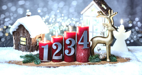 1 2 3 4 Weihnachten Kerzen Golden Reh
