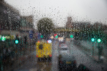 Rainy weather through the window