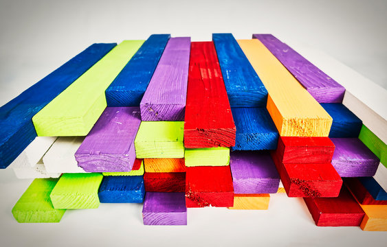 Colored wood stick chaos perspective