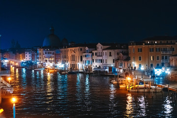 Fototapeta premium A view of the canal at night. Venice, Italy