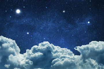 Night sky with clouds and stars - Powered by Adobe