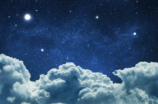 Night sky with clouds and stars © sveta