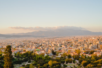 Fototapeta na wymiar Athenes panorama, view from the acropolis, tourist place. Greece. Europe