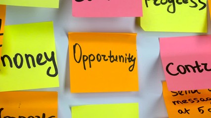 Inscription opportunity written on orange sticker