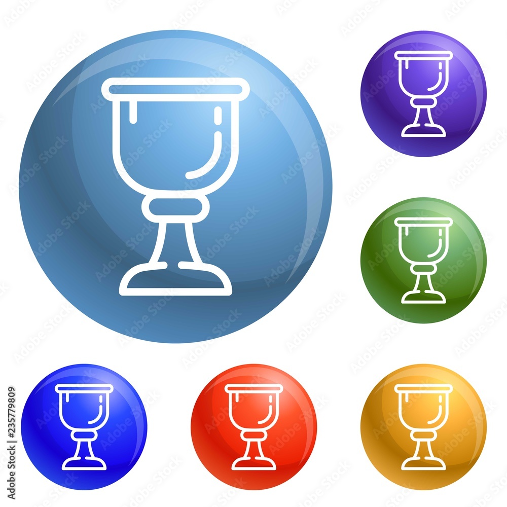 Poster cup of wine icons set vector 6 color isolated on white background