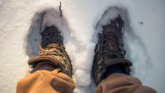 botas de nieve vista desde arriba