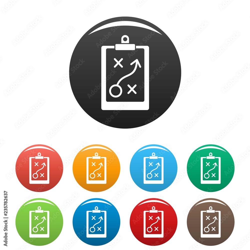 Aufkleber decision strategy icons set 9 color vector isolated on white for any design
