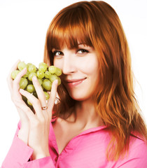 woman with bunch of grape