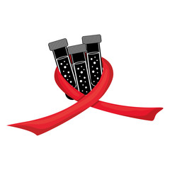 tube test with red ribbon hiv fight