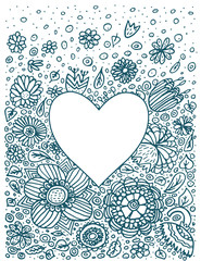 floral background doodle, heart