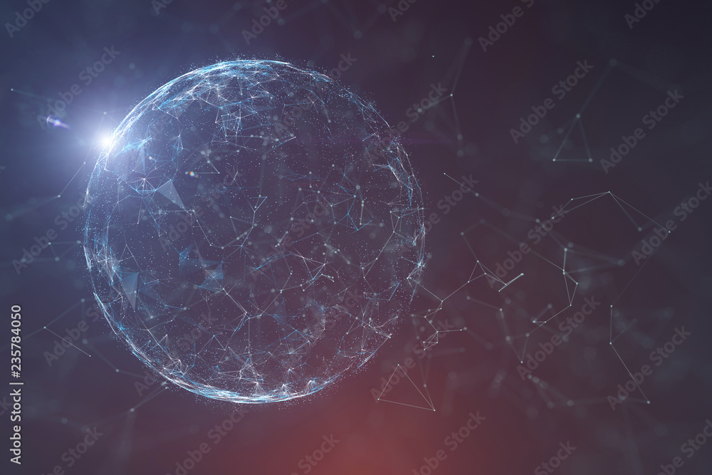 Poster abstract network cyberspace globe with sunlight reflection copy space illustration background. view 