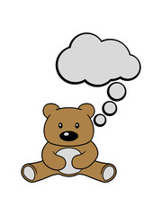 Obraz na płótnie Canvas träumen denken gedanken sprechblase teddy grizzly bär bärchen comic cartoon clipart süß niedlich design