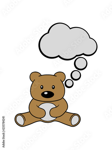 Fototapete Traumen Denken Gedanken Sprechblase Teddy Grizzly Bar Barchen Comic Cartoon Clipart Suss Niedlich Design Style O Mat