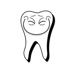 White healthy tooth smiling vector illustration on white background.