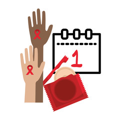 hands human with condom protection