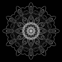 Design with floral mandala ornament. Vector illustration. for coloring book, greeting card, invitation, tattoo. Anti-stress therapy pattern.