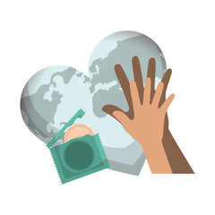 hands human with condom protection